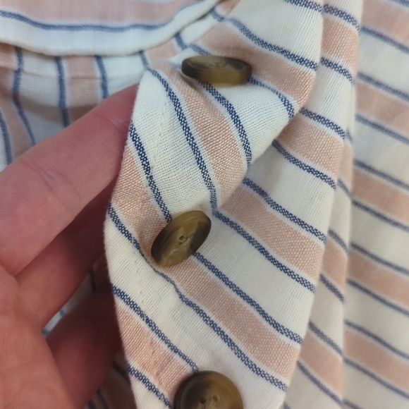 AE high waisted side buttons cullotes linen blend striped pants lined XL - Picture 6 of 10